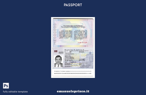 modello presente del pass per l'Ucraina in stile verificato